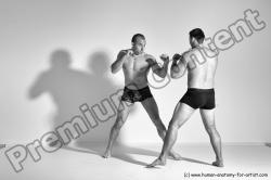 Underwear Martial art Man - Man White Moving poses Athletic Short Brown Dynamic poses Academic